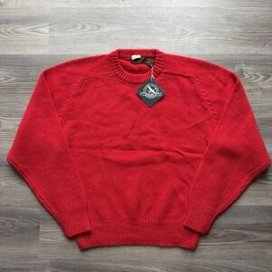 VTG 80s Eddie Bauer 100% Shetland Wool Red Crew Neck Sweater Mens XL NWT